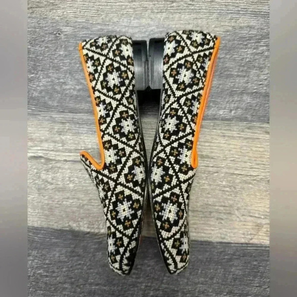 Penelope Chilvers Dandy Leather Trim Needlepoint Slipper Loafers Size 36 - Picture 6 of 15